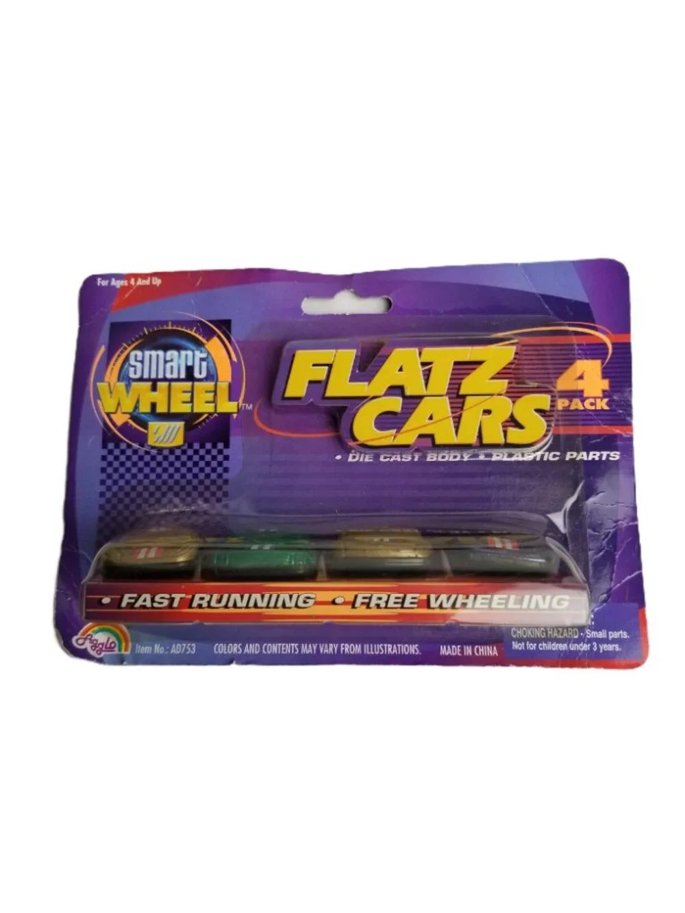 Smart Wheel Flatz Cars 4 Pack 2003 Die Cast Racing Toy Cars